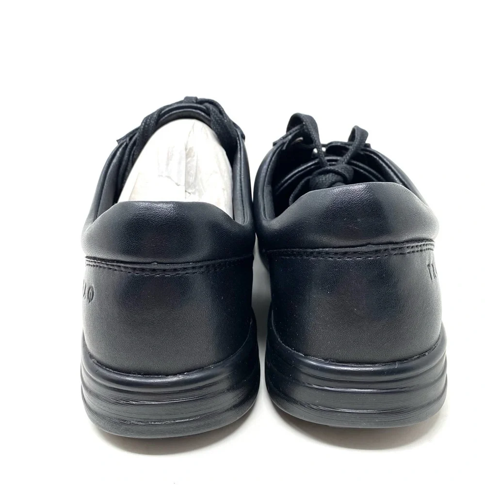 Traq by Alegria Black Low-Top Leather Athletic Sneaker